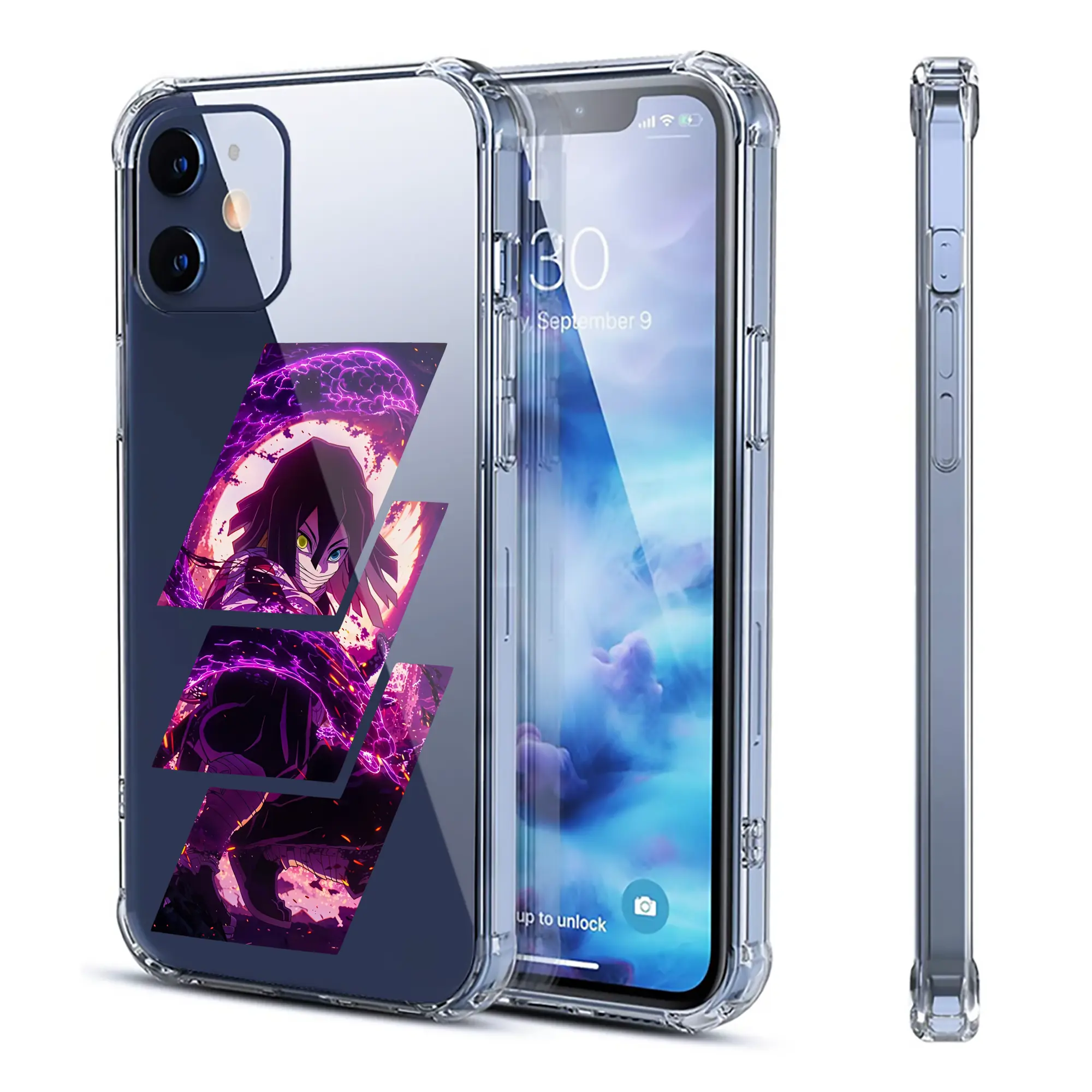 鬼滅の刃 グッズ,伊黒 小芭内 - IPhone 12シリーズ対応 ・ 透明スマホケース ・ クリアソフトケース ・ TPU素材 ・ 耐衝撃 ・ 高密着 ・ 防汚 防指紋 ・ 簡単着脱